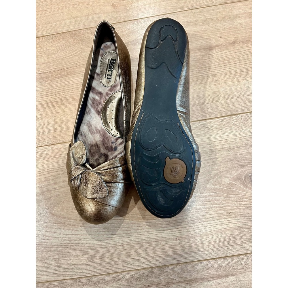 Born Julianne Metallic Bronze Leather Ballet Flats Bow Womens 9.5 EUC - Picture 7 of 8